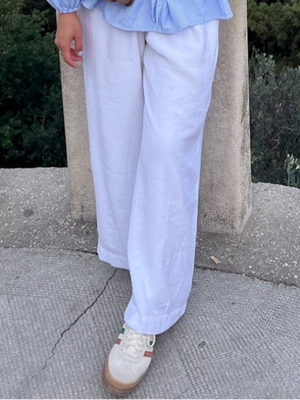 Abercrombie & Fitch White Wide-Leg Linen Pants